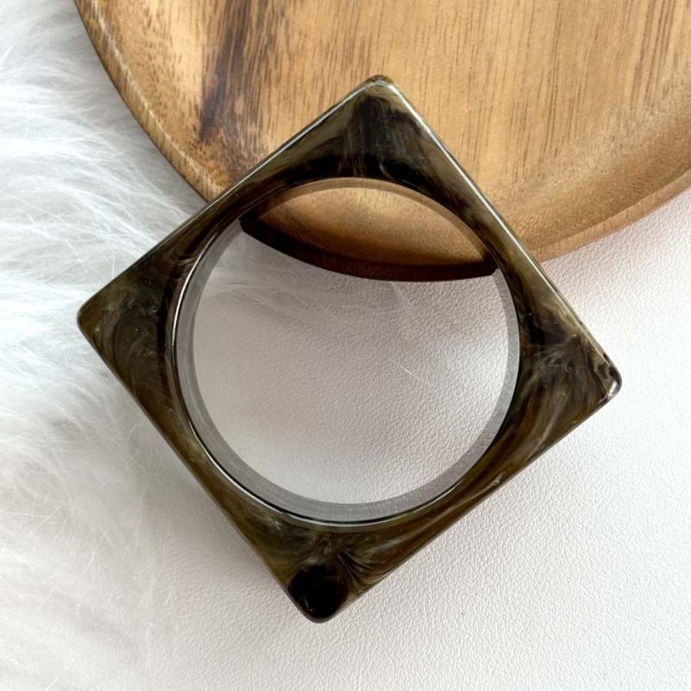 Irregular Resin Bangles Square Triangle Retro Hand Ring Temperament Chunky Bracelets  Lady