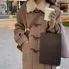 Coat Women's Woolen Winter Mid-length Over-the-knee High-end Horn Button Woolen Coat