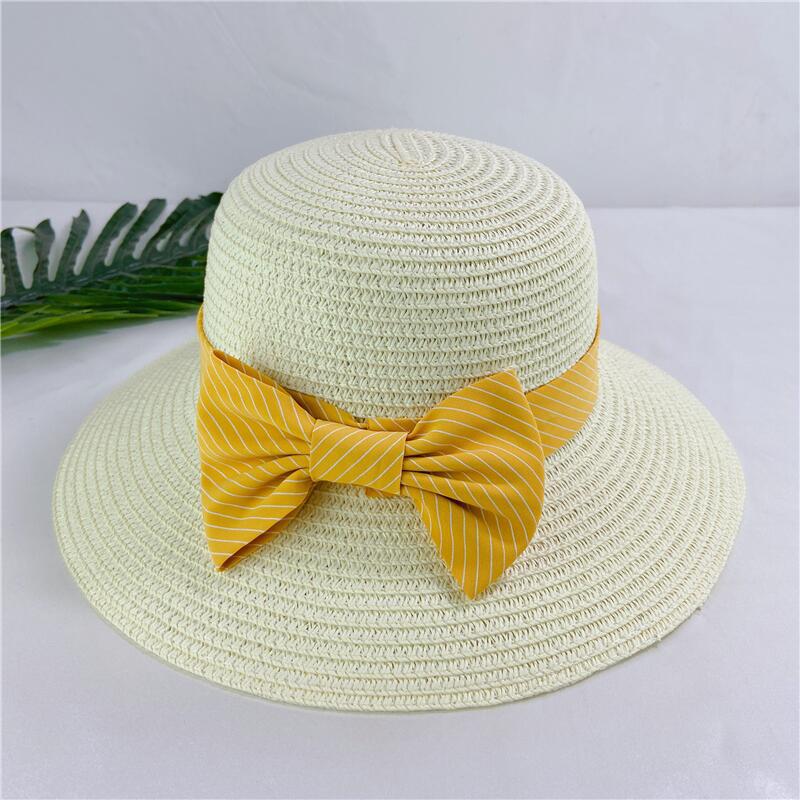 Straw hat lady summer bow seaside summer versatile sun hat breathable hat beach hat