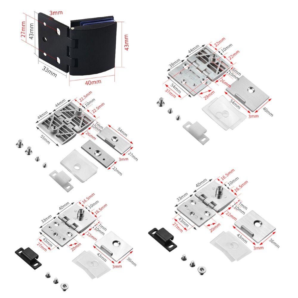 Brushed Nickel Glass Door Hinge Embedded Gate Hinges Accessories Cabinet  Door Hinge