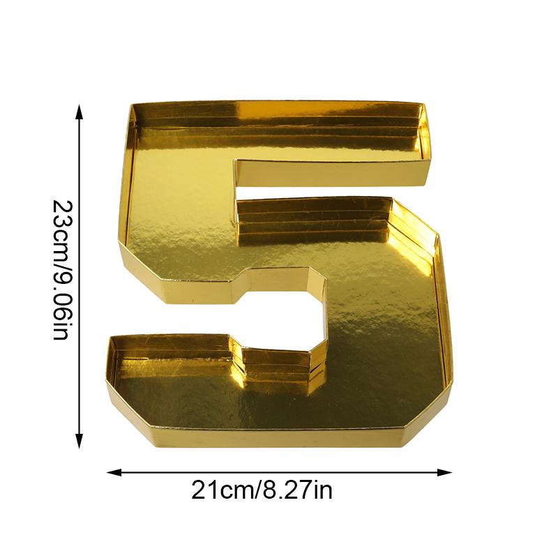 1/4pcs Digital Design Dinner Plate Party Supplies Party Candy Container Gold Number Shaped Box Snack Tray 24.5x21x3cm