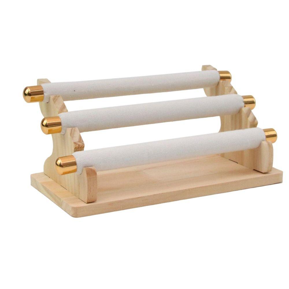 Necklace Bracelet Jewelry Organizer 3-Tier Ring Display Rack Wooden Ring Holder Retail Display