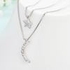 New Arrival Fashion  Silver Moon and Star Chain Link Pendant Necklaces for Choker Collier Femme