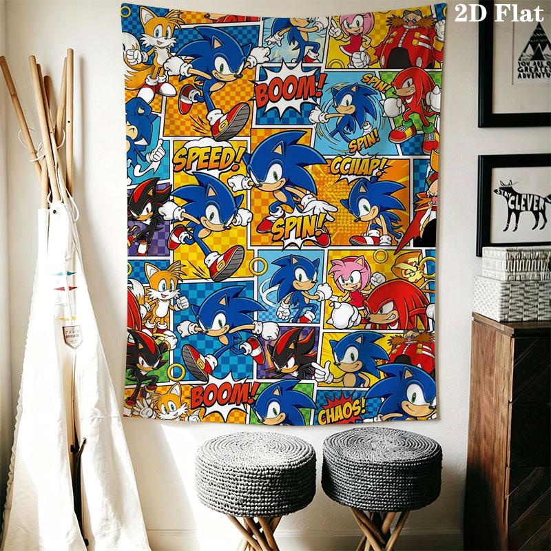 Hedgehog Sonic Speed Wall Hanging Printed Fabric Blanket Decorative Tapestries for Bedroom Living Room Home Decor