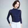 Women's High-neck Mesh Bottoming Shirt, Autumn and Winter, with Glitter Silk Long-sleeved Western Style Small Shirt, Bright Silk Top