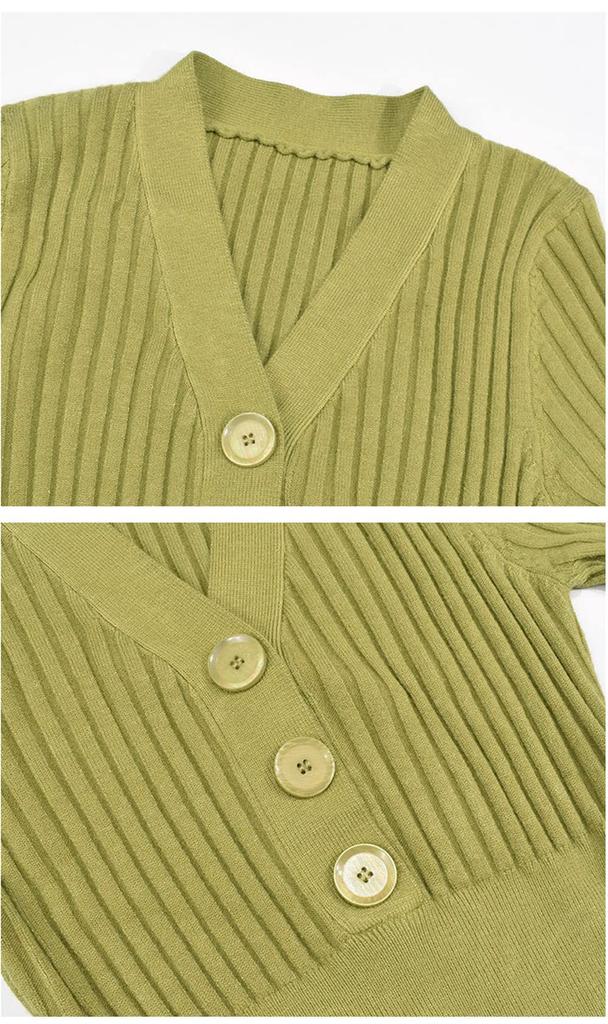 Newsight Knit Tight Long Long Sexy Bodycon Dress Women's Dress, Skirt, Sleeves, V-Neck, Cute, Stylish, Off-the-Shoulder, (Green)