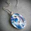 A Pendant Necklace with a Scene of Jesus Meeting the Virgin Mary, a Time-honored Gemstone Glass Pendant Necklace, Suitable for Both Men and Women