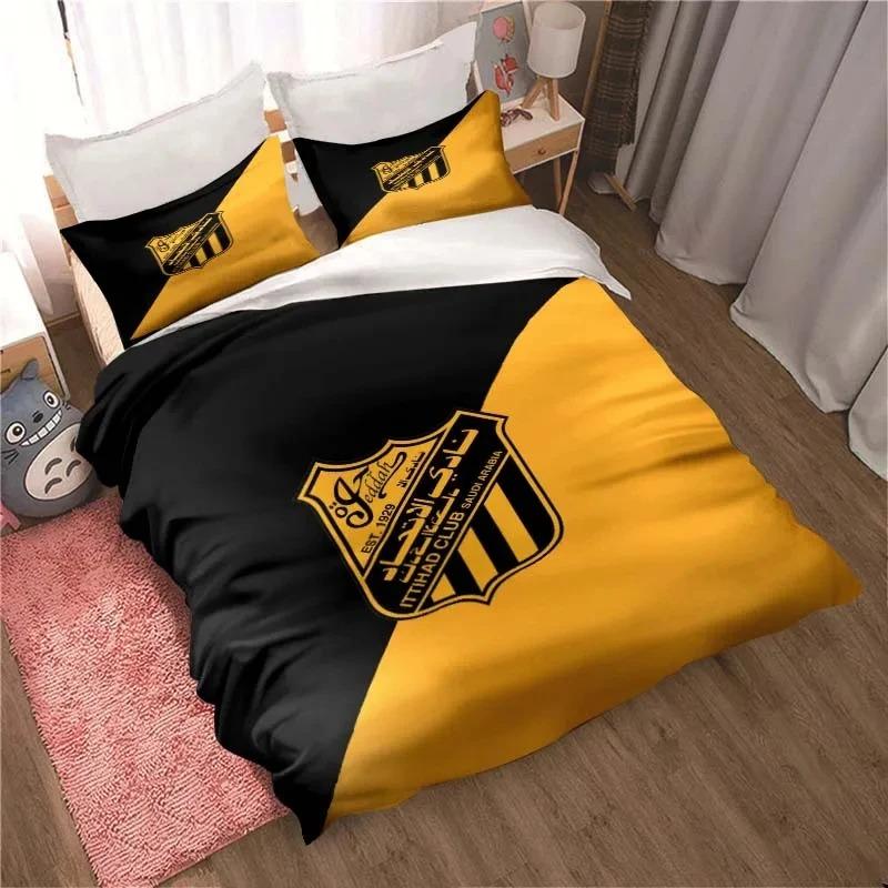 Al-Ittihad Club Jeddah Ložní souprava Chlapci Dívky Jednolůžko Queen Size Povlak na přikrývku Povlak na polštář Postel Děti Dospělí Móda Domácí textil