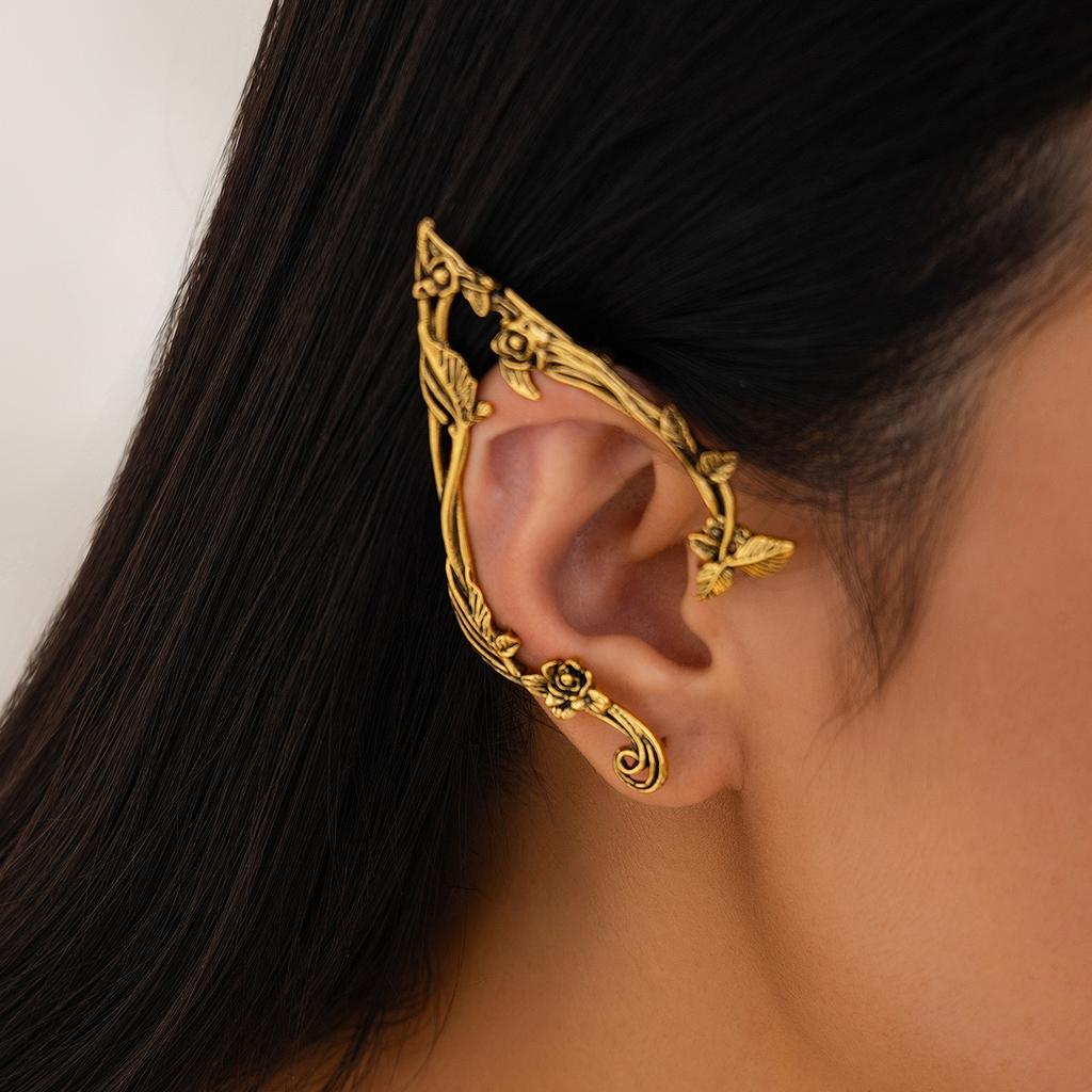 Popolare Orecchino a Clip con Fiore di Elfo Foglia Colore Oro Carini Accessori Gioiello Orecchini a Clip Fatati Gioielli per Ragazze Regali Nuovo
