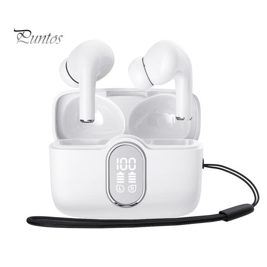 

Беспроводные наушники Светодиодный индикатор питания IPX 4 Водонепроницаемый HiFi звук Увеличенный срок службы батареи Bluetooth-совместимые наушники 5.3 белый