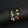 New Sweet Cherry Earrings for Women Red Cherry Fruit Stud Earring Cute Girl Simple Exquisite Edition Luxury Designer Jewelry