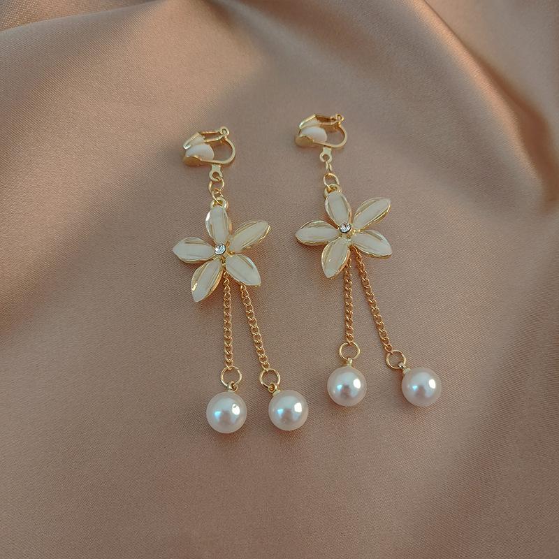 Painless Pearl Tassel Ear Clips for Women - Niche Design, No Piercing Required