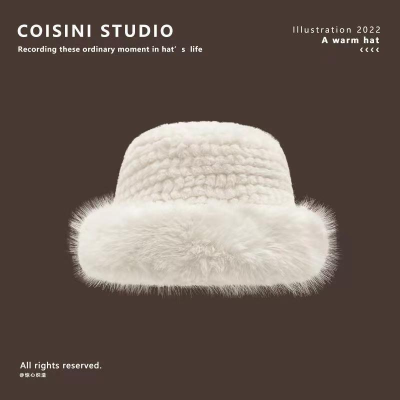 Klobouk Dámský Zimní Korejská Verze Plyšový Teplý Rybářský Klobouk Podzim a Zima s Plyšovou Ochrannou Klapkou na Uši Dámský Klobouk