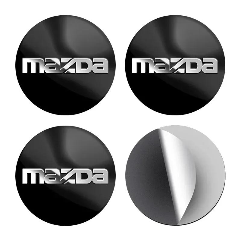 4X Car Wheel Center Hub Cap Badge Emblem Decal Wheel Sticker For Mazda 2 3 5 6 M5 Ms CX-4 CX-5 CX6 M3 M6 MX3 MX5 Car Accessories h1