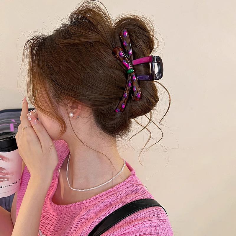 Y2k Bow Hair Claw Clip Oil Dripping Colorful Bowknot Shark Clip New Elegant Cute Sweet Women Hair Accessories