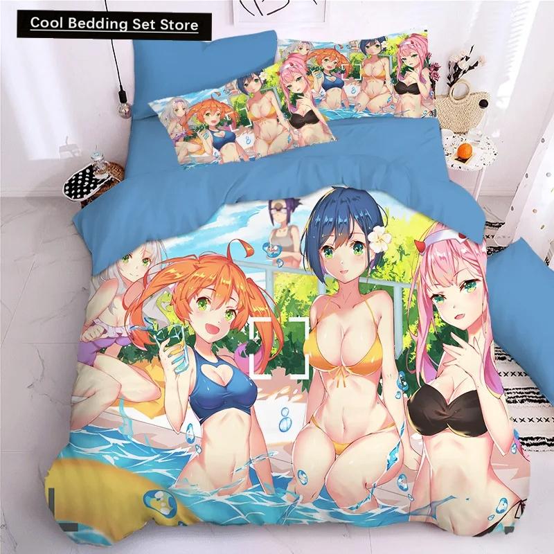 Darling In The Frank XX Bettwäsche-Sets, japanische Anime-Spielfigur, 3D-Druck, Bettbezug-Sets, Twin Queen King Single Size Bettwäsche