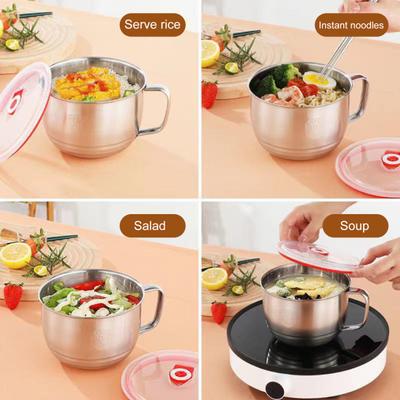 Stainless Steel Bowl Practical Rust-proof Ergonomic Handle Mixing Bowl Non-slip Safe Stainless-steel Rice Bowl Mixing Bowl Dinnerware Supplies