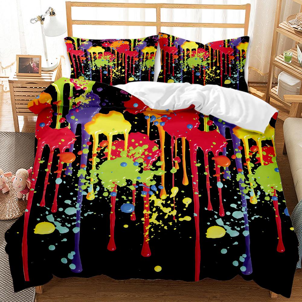 Abstract Duvet Cover Set Watercolour Painting Colourful Comforter Cover King Queen Size for Boys Girl Teen Polyester Bedding Set