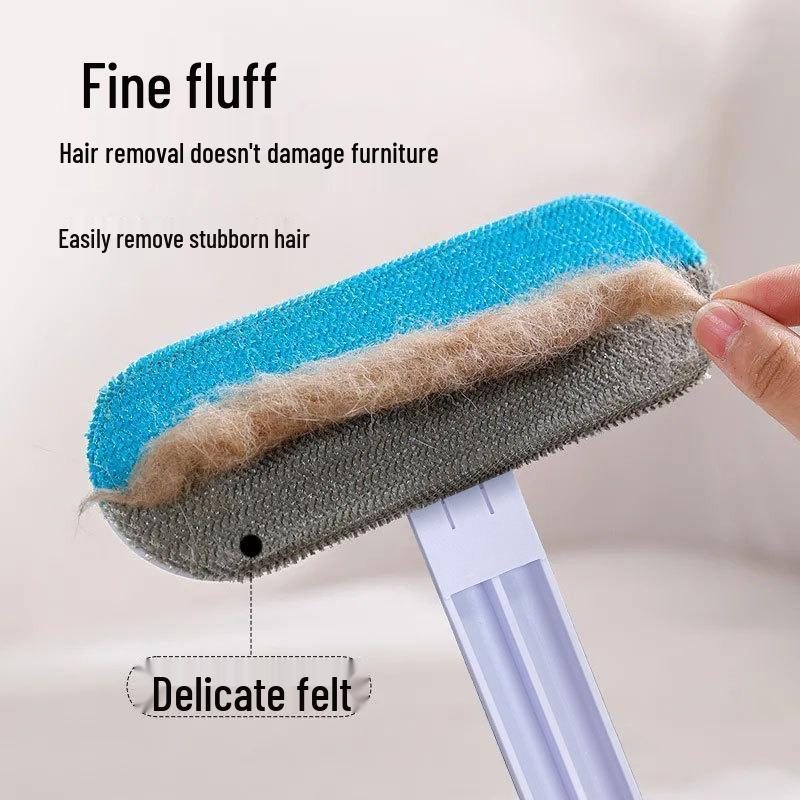 Household Dual-Sided Pet Hair Removal Brush and Static Broom with Long Handle for Carpet and Sofa Cleaning