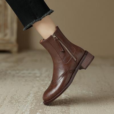 Fashion 2025 New Autumn Women Boots Round Toe Thick Heel Women Shoes Motorcycle Boots Platform Black Ankle Boots Modern Platform Shoes