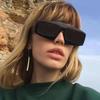 Big Frame Square Sunglasses Women Men Vintage Fashion UV400 Luxury Designer Sun Glasses One Piece Rivet Shade
