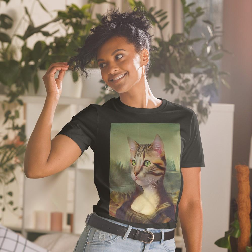 Funny cat Mona Lisa Short-Sleeve Unisex T-Shirt Unisex T-Shirt S