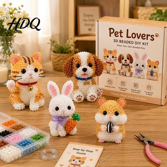 3D Beaded Animal DIY Kit Tiny Kit Beading with Instructions Handmade Colorful Bead Jewelry Cute Craft Set for Adults Beginners Teens Creative Arts