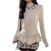 Womens Ballet Style Semi-High Neck Long Sleeve Top Fitted Thickened De Base Layer Winter