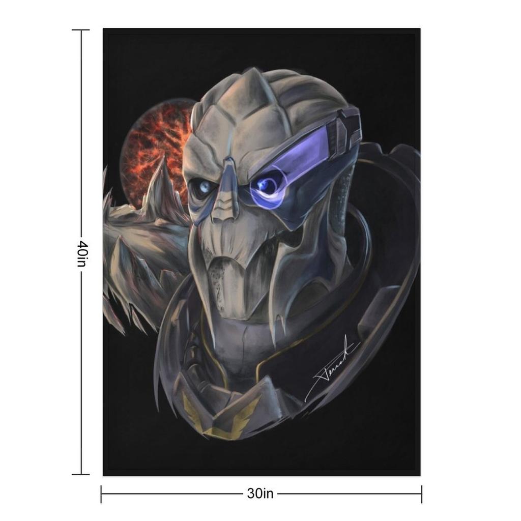 Garrus Vakarian Mass Effect Throw Blanket Heavy Retros Plaid Flannels Blankets
