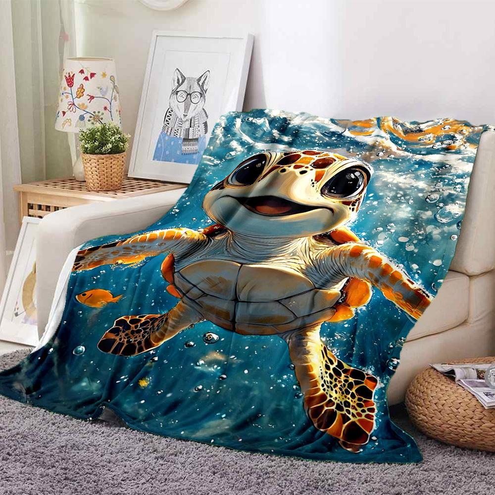 1 Stück Meereschildkröte Muster Druck Decke Leichte Flanell Überwurfdecke für Sofa, Bett, Wohnzimmer, Büro, Reisen im Freien, Camping
