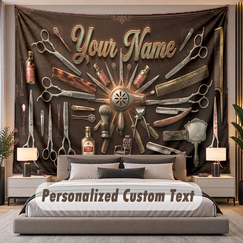Salon de bărbierit (171) Temă Tapiserie Personalizată Nume Personalizat Text Tapiserie de Agățat pe Perete Decorațiune Fundal Casă