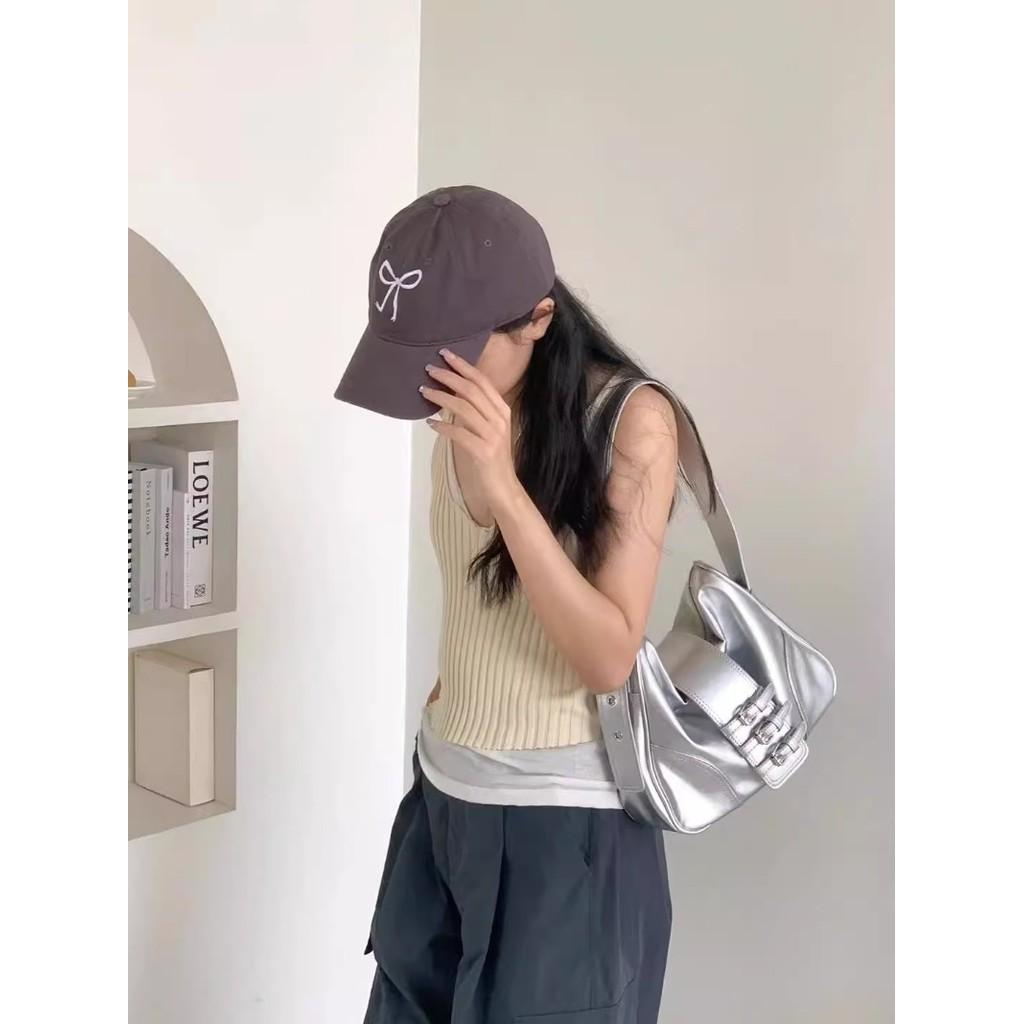 Ielgy Large-Capacity Soft Leather Tote Bag Sweet Cool Hot Girl Motorcycle Bag Portable Classy Fashion One-Shoulder Messen