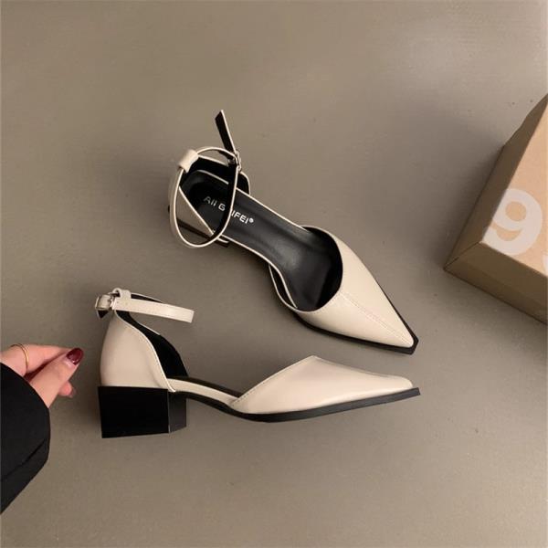 Fashion Summer Women's Shoes Sandals Ladies Mary Jane Black Heels Branded Pumps African Lolita Retro Block Beige Fashion Scandals High
