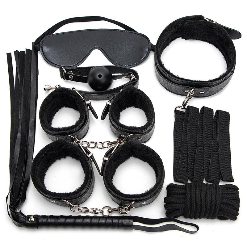 Sex Toys SM Plush 7-piece Set Handcuffs  Whips Masturbation Bundling  Restraint Set Sex Toys Interactive Flirting