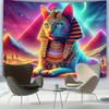 Egyptian Neon Cat Pattern Digital Printing Polyester Wall Tapestry Suitable For Use In Living Rooms Bedrooms Offices Bars Party