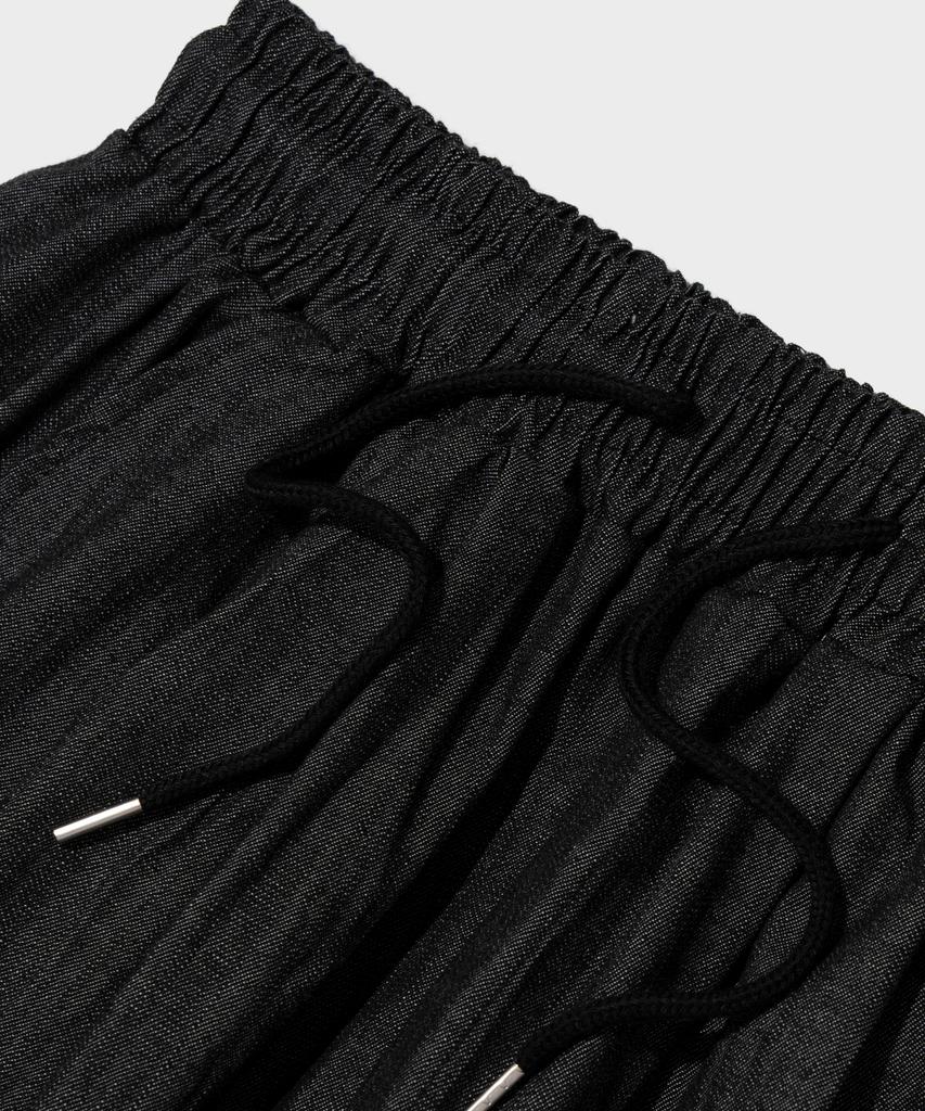 CARGOBROS Double-Pleat Linen Wide Elastic Pants (Black)