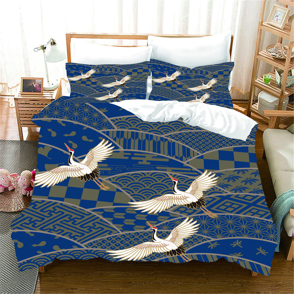 Japanese Ocean Wave Snowe Mountain Sun Design 3PCS Bedding Sets Single Double Bed Duvet Cover Set and 2 Pcs Pillow Cover