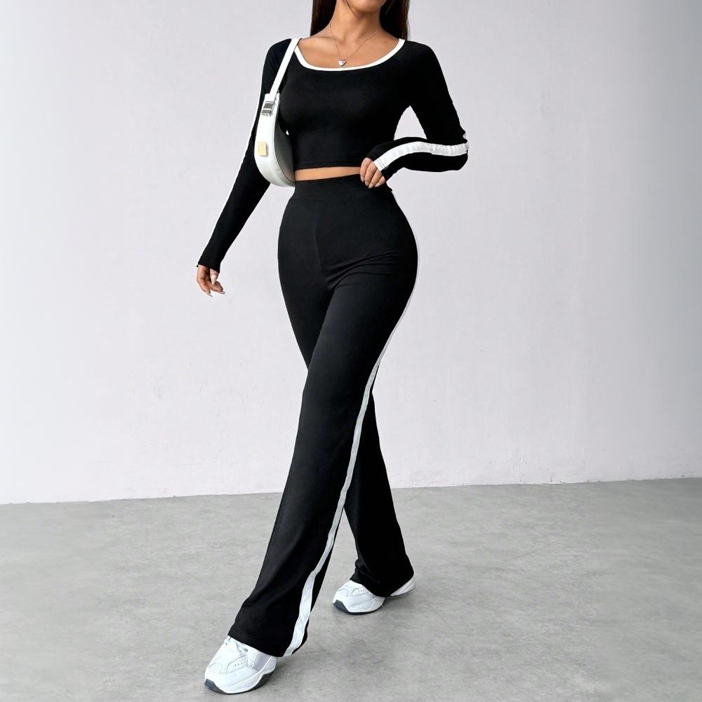 

2025 autumn and winter simple style fashion suit new versatile commuting two-piece suit S чёрный