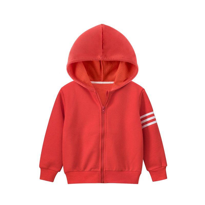 Brand Foreign Trade Autumn and Winter Baby Hooded Velvet Zip-up Shirt
