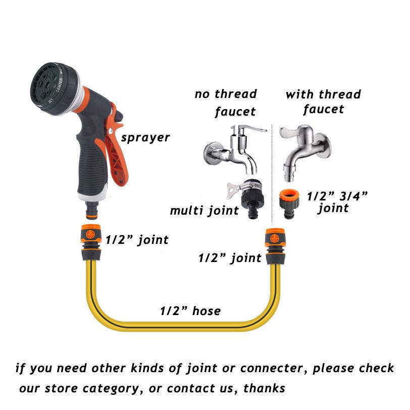 Watering Gun High Pressure 8 Modes Garden Spray Irrigation Watering Nozzle Plant Lawn Yard Watering Sprinkler Cleaning Sprayer