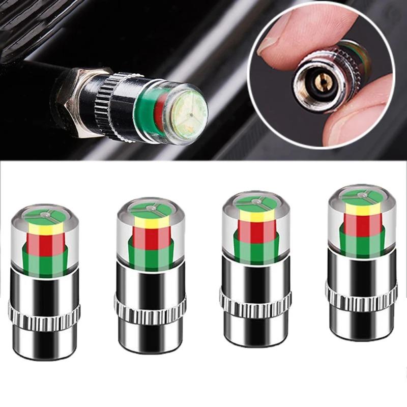4 Pack 3 Color Indicator Tire Pressure Monitor Valve for Small Medium Motorcycle Bicycle Tire Pressure Monitoring and Alert