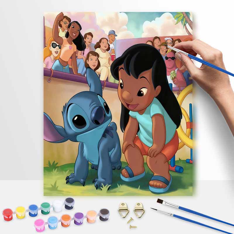 Disney Lilo and Stitch Oil Paint Art Painting Kit Home Wall Decor Handmade Gift for Cartoon Fans Modern Canvas Art DIY Picture Crafts