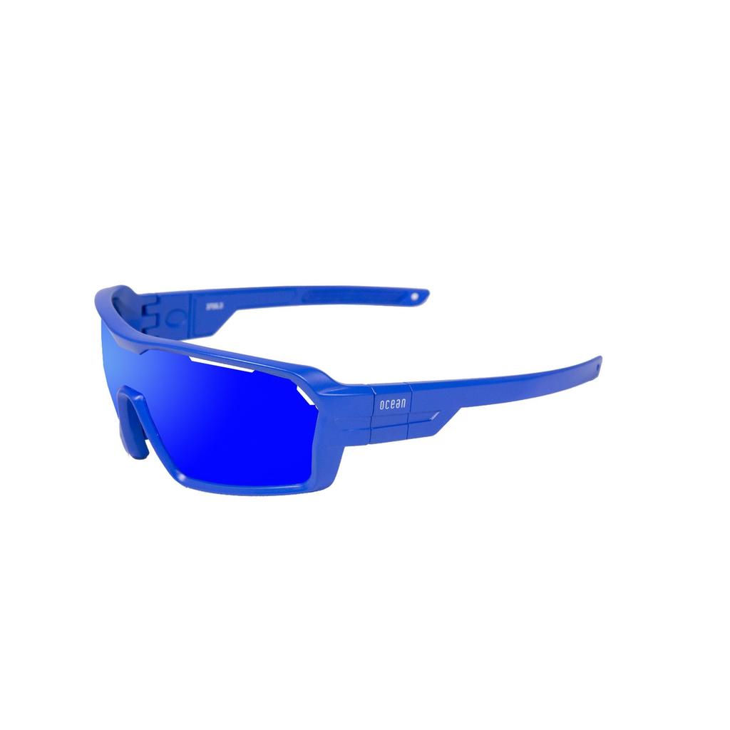 OCEAN CHAMELEON Floating UV Recycled Interchangeable Frame Matte Blue Blue REVO Sunglasses, Protection, Materials, & Strap, (Polarized Lenses),