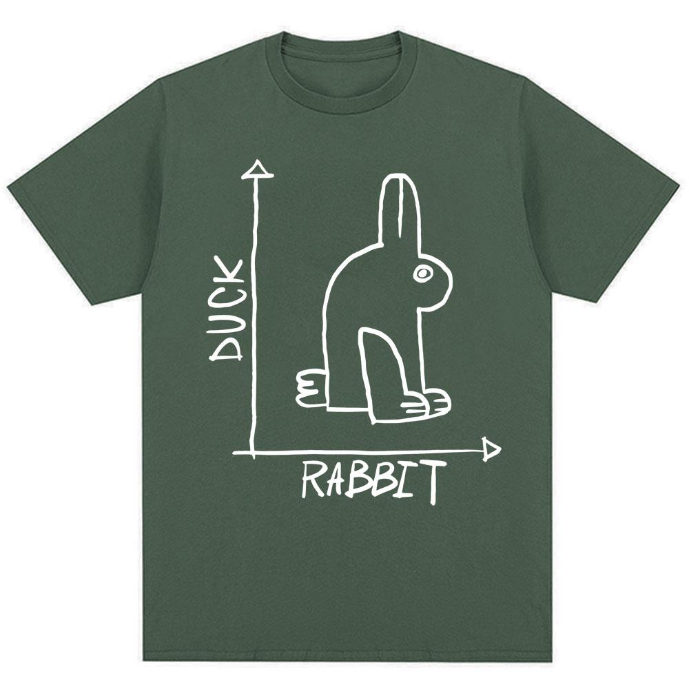 Funny Rabbit Duck Design Meme T Shirt Fashion Men Women Humor Cute Short Sleeve Oversized 100% Cotton Casual T Shirts Streetwear