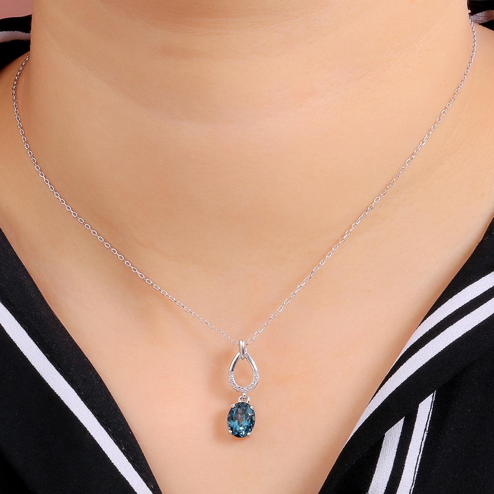 925 sterling silver Natural London blue topaz gemstone Earring Ring pendant necklace fine jewelry for women Anniversary and Engagement Gift