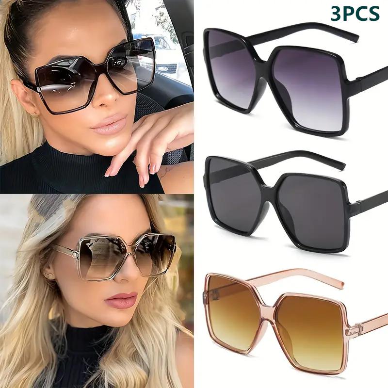 3PCS Brand Designer Fashion Oversized Sunglasses Women Plastic Female Big Frame Gradient Sun Glasses UV400  Mujer