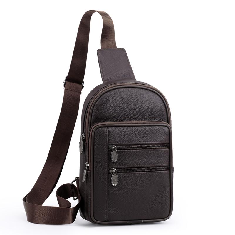 PU Chest Bag Men s Mobile Phone Crossbody Bag Multi-compartment Shoulder Bag