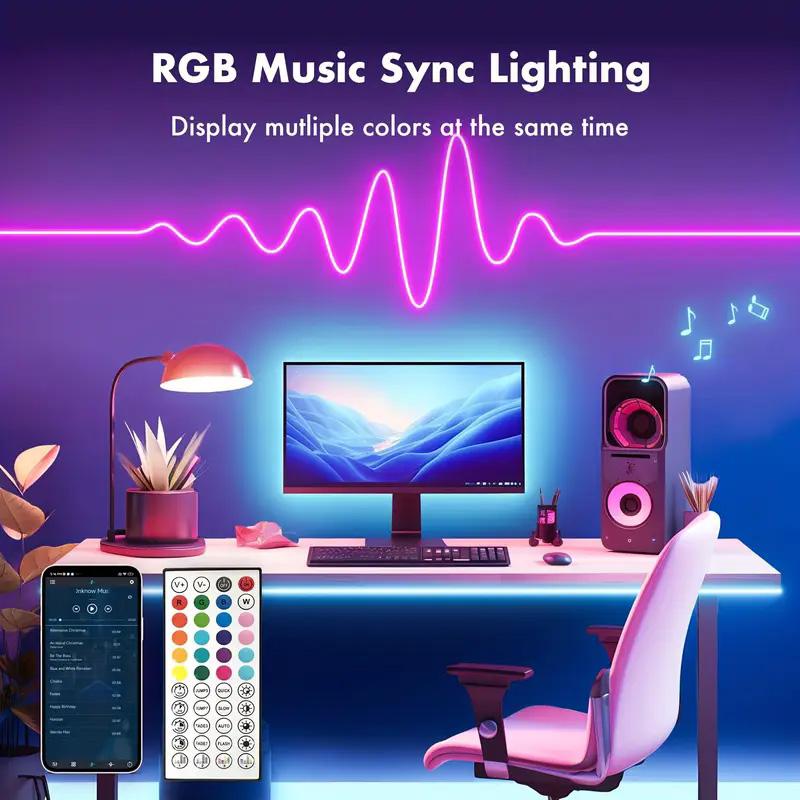 DC24V 3535 RGB LED Neon Rope Lights Color Change Music Sync Control with App/Remote Waterproof Flexible Lamp for Indoor Outdoor