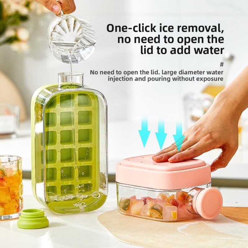 Cool Ice Cube Travel Cup Portable Straw Water Cup, Summer Homemade Water Filling Press Ice Cube Mold