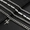 Hip-Hop Personality Four-Pointed Star Bracelet for Men Trendy Fashion Niche Pearl Braided Chain Bracelet Men's Jewelry